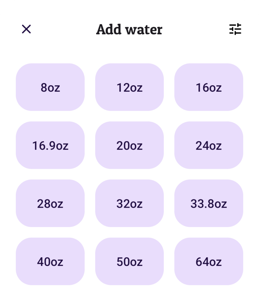 Add water screen of the water tracker app.